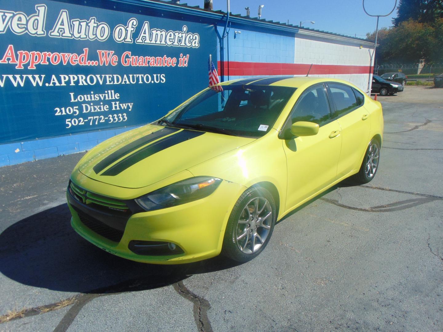 2013 Yellow Dodge Dart (1C3CDFBHXDD) with an 4-CYL Tigershark 2.0L engine, Manual, 6-Spd transmission, located at 2105 Dixie Hwy, Louisville, KY, 40210, (502) 772-3333, 38.220932, -85.795441 - Unable to interpret response, please check raw response - Photo#1